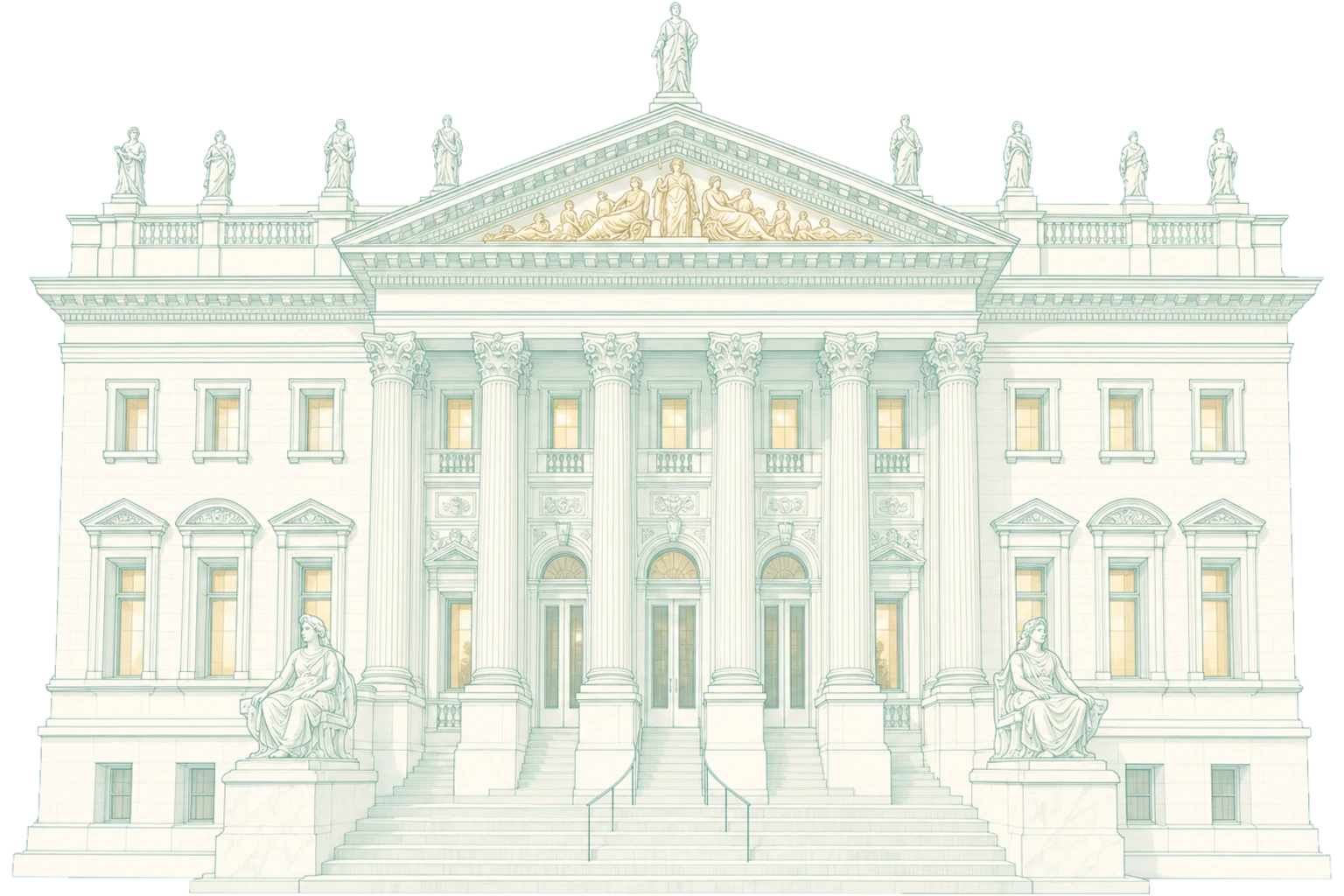Statues atop the Appellate Court building